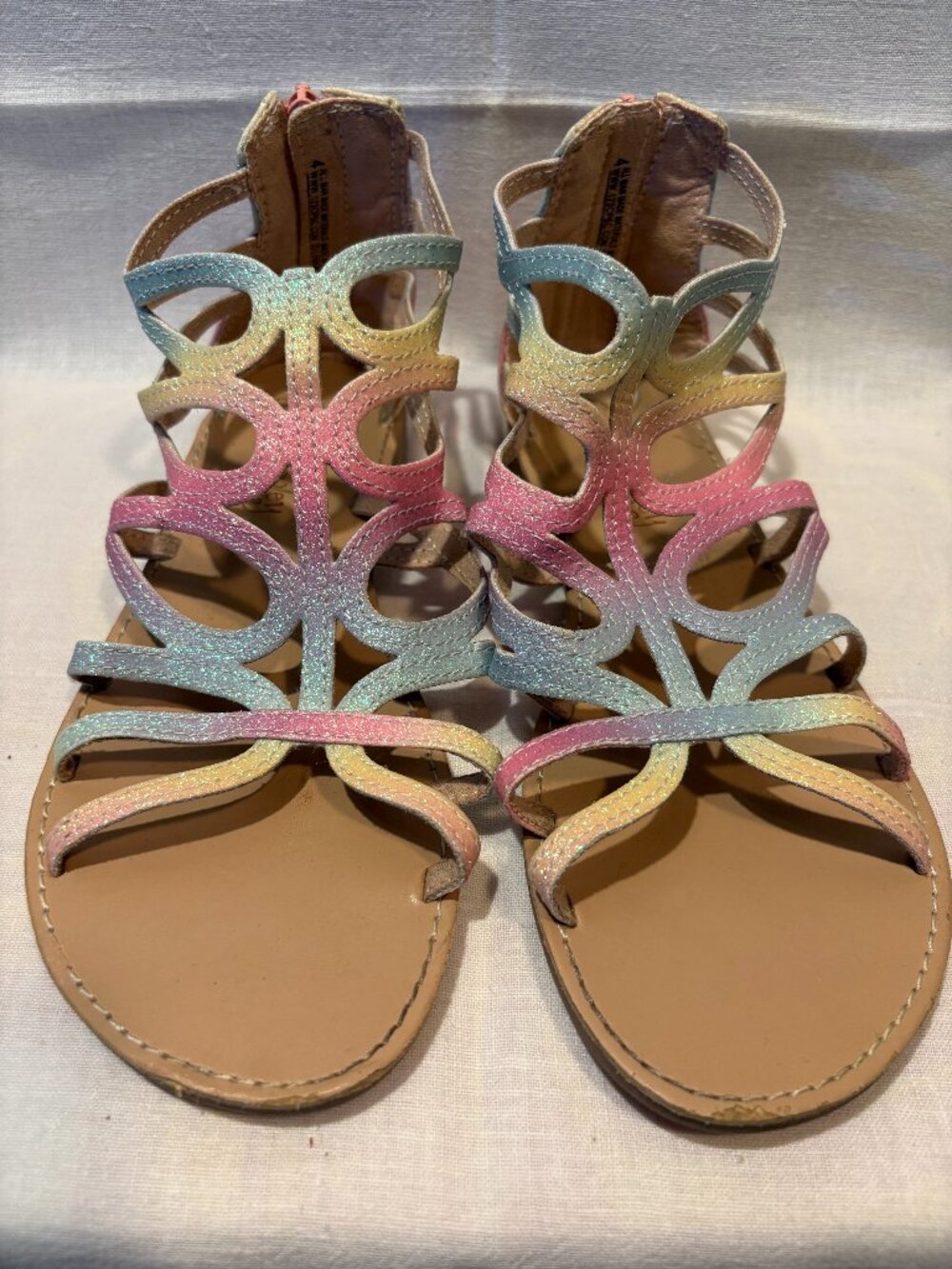 🌸 Rowley Rainbow Sparkle Sandals Kids Size 4 🌸